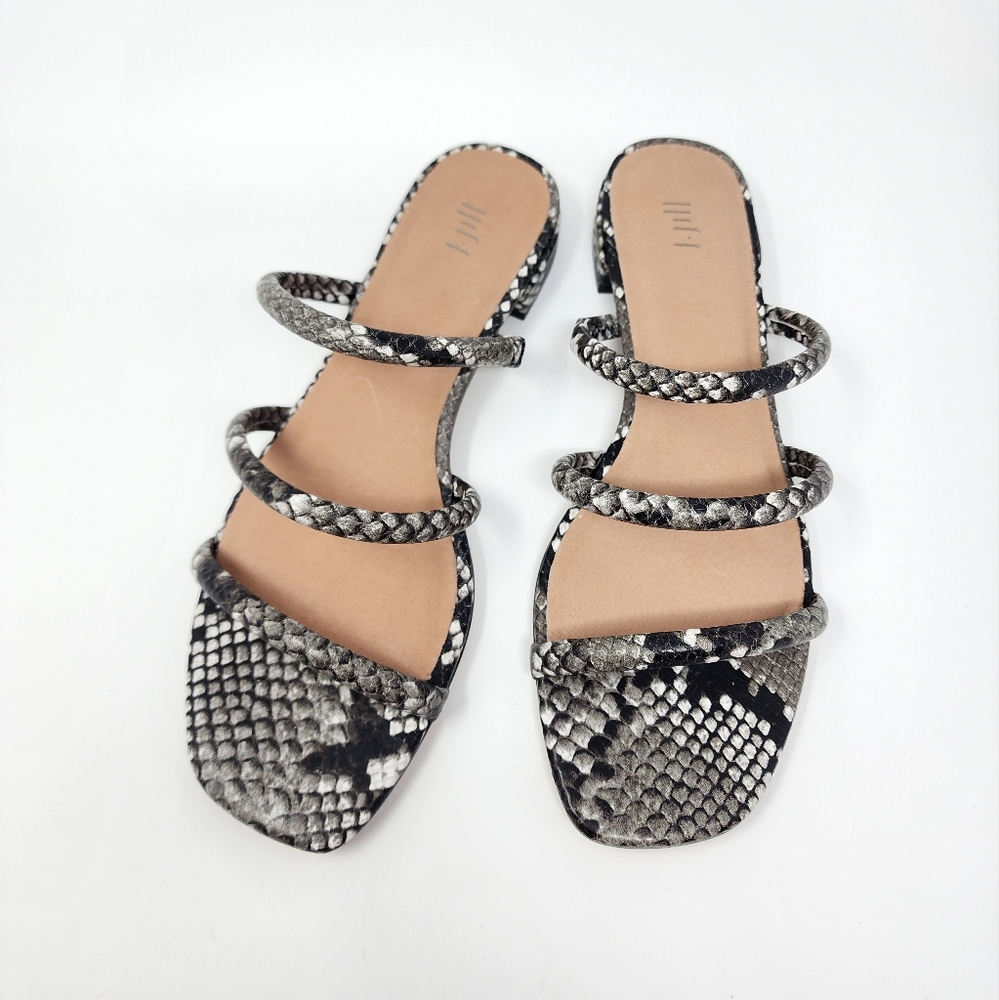 J.Jill Flat Leather Snake Print Sandals